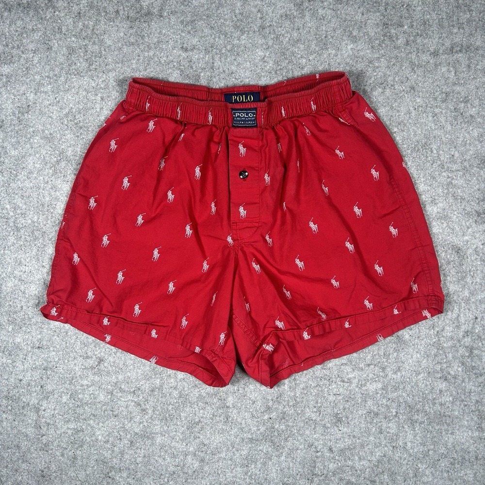 Polo Ralph Lauren‎ Boxer Shorts Men's Size Small Red Pony All Over Print
